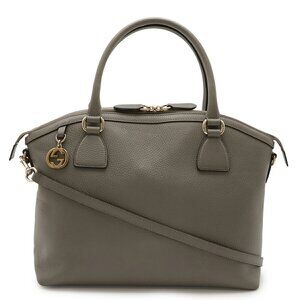 GUCCI Gray Leather Shoulder Bag